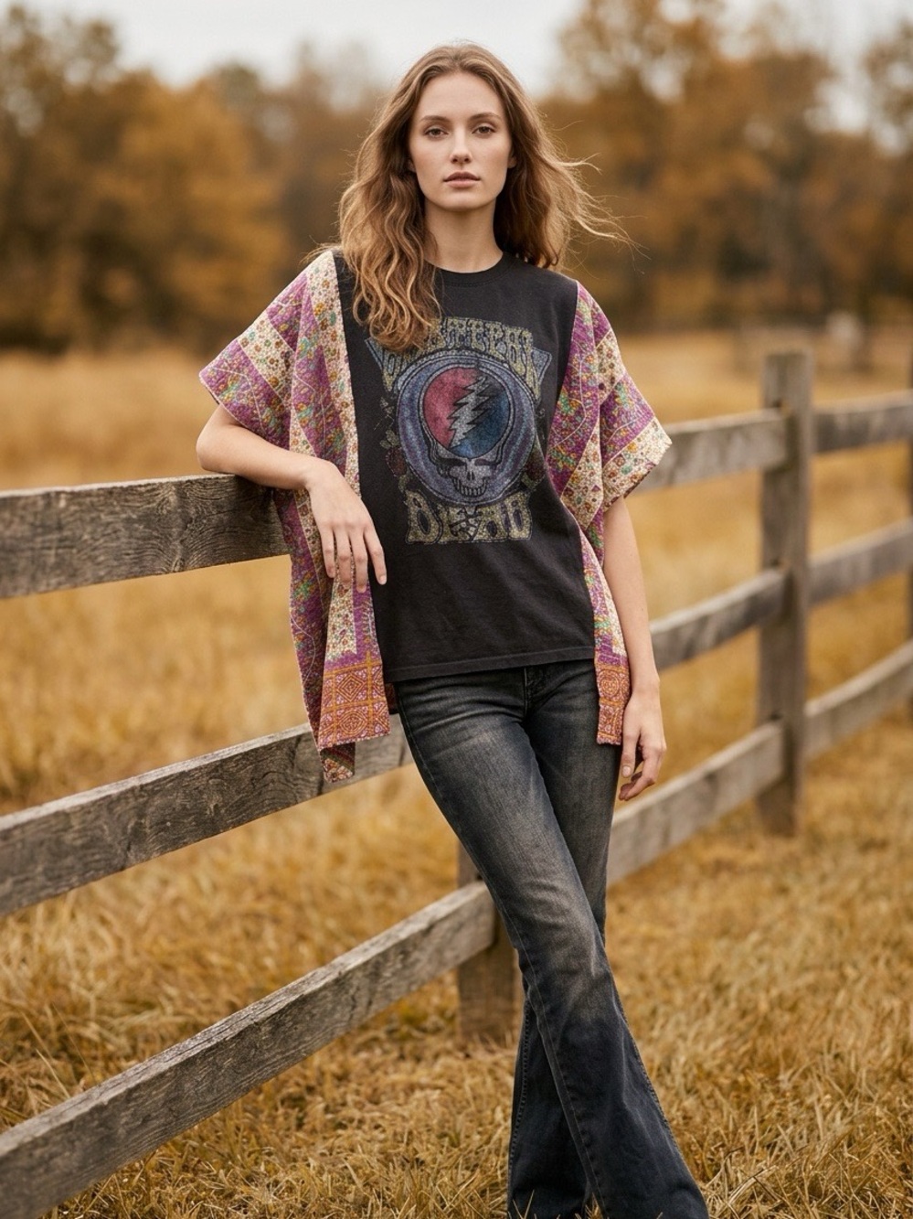 Handcrafted Upcycled Grateful Dead Kantha Tunic NWT One Size